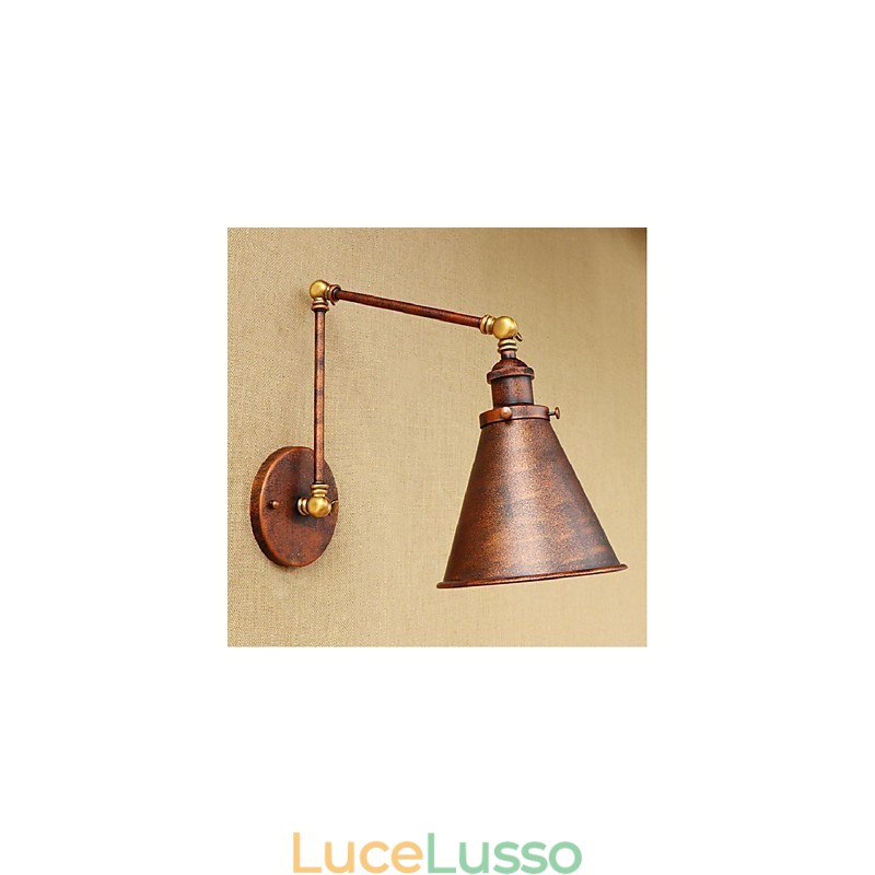 Applique da parete pieghevole retrattile creativa retrò nostalgica a braccio lungo, mezza ruggine
