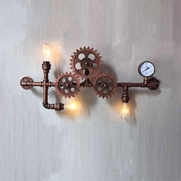 Luci da parete vintage industriali a forma di ingranaggio in legno, luci girevoli creative, illuminazione decorativa per ristoranti, bar e caffetterie
