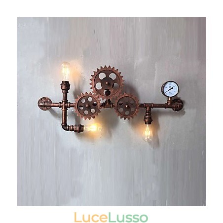 Luci da parete vintage industriali a forma di ingranaggio in legno, luci girevoli creative, illuminazione decorativa per ristoranti, bar e caffetterie Luci da parete vintage industriali a forma di ingranaggio in legno, luci girevoli creative, illuminazione decorativa per ristoranti, bar e caffetterie