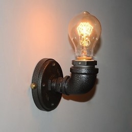 Semplice lampada da parete decorativa in tubo di ferro industriale retrò