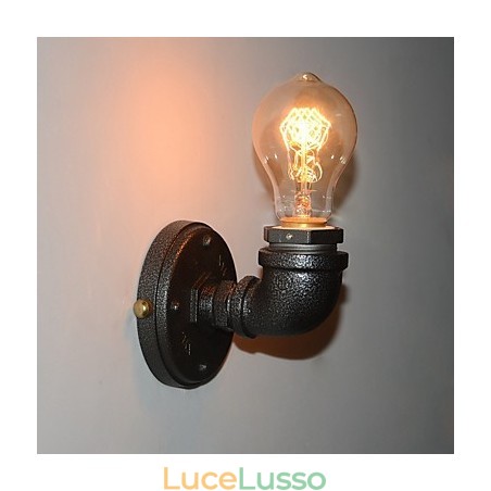 Semplice lampada da parete decorativa in tubo di ferro industriale retrò