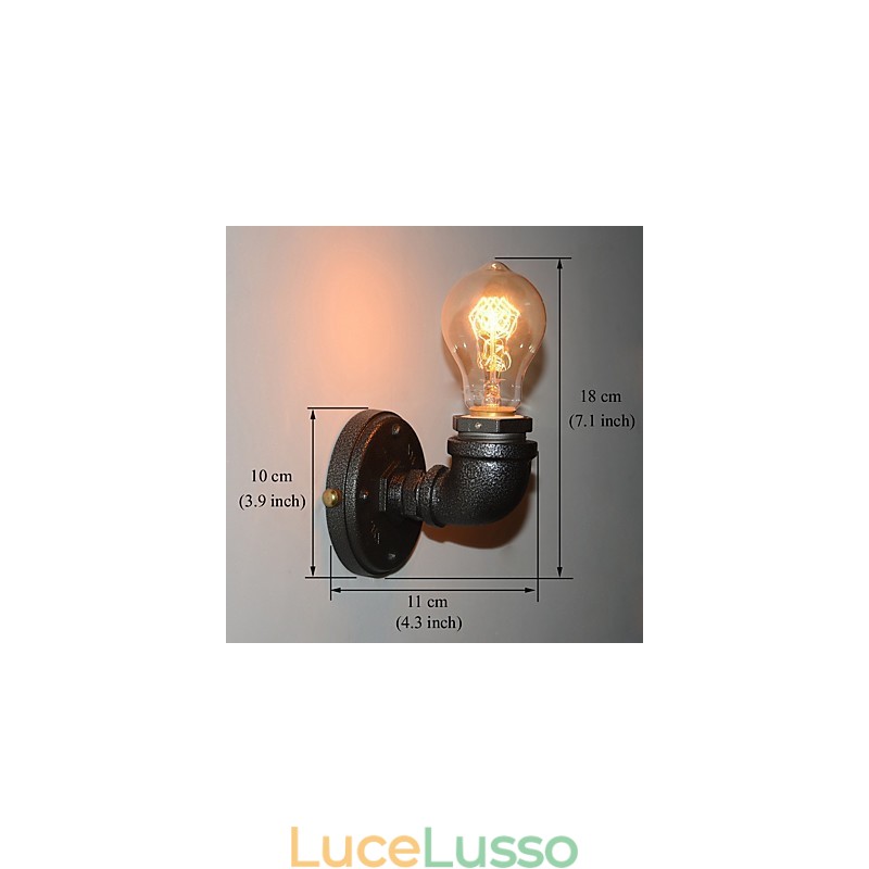 Semplice lampada da parete decorativa in tubo di ferro industriale retrò