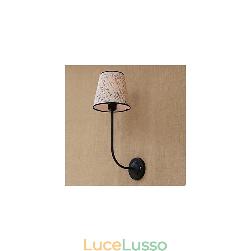 Lampada da parete moderna, succinta, alla moda, per bar, ristorante, nostalgica, in tessuto per la colazione, in ferro battuto, curva