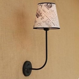 Lampada da parete moderna, succinta, alla moda, per bar, ristorante, nostalgica, in tessuto per la colazione, in ferro battuto, curva