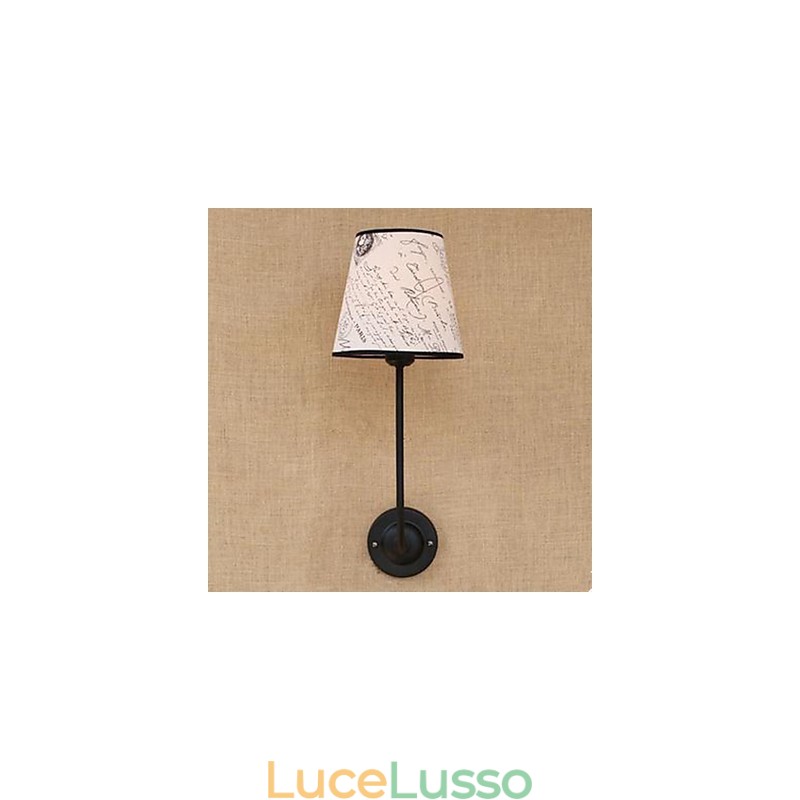 Lampada da parete moderna, succinta, alla moda, per bar, ristorante, nostalgica, in tessuto per la colazione, in ferro battuto, curva
