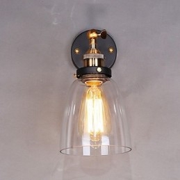 Applique da parete in vetro Industrial Edison Simplicity con base in metallo, sala da pranzo, studio, ufficio, corridoio, montaggio a parete
