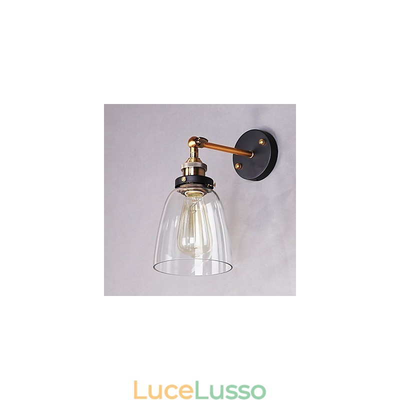 Applique da parete in vetro Industrial Edison Simplicity con base in metallo, sala da pranzo, studio, ufficio, corridoio, montaggio a parete