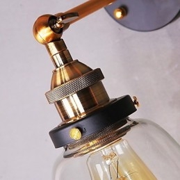 Applique da parete in vetro Industrial Edison Simplicity con base in metallo, sala da pranzo, studio, ufficio, corridoio, montaggio a parete
