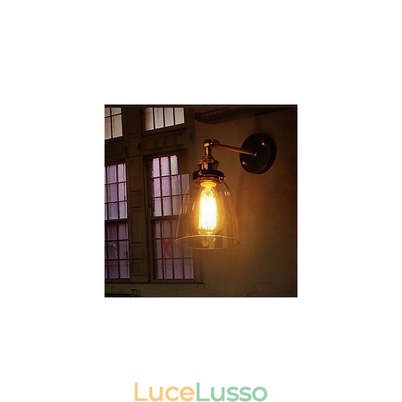 Applique da parete in vetro Industrial Edison Simplicity con base in metallo, sala da pranzo, studio, ufficio, corridoio, montaggio a parete