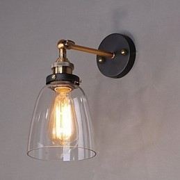 Applique da parete in vetro Industrial Edison Simplicity con base in metallo, sala da pranzo, studio, ufficio, corridoio, montaggio a parete