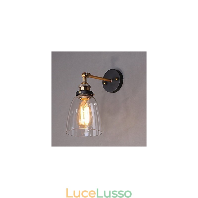 Applique da parete in vetro Industrial Edison Simplicity con base in metallo, sala da pranzo, studio, ufficio, corridoio, montaggio a parete