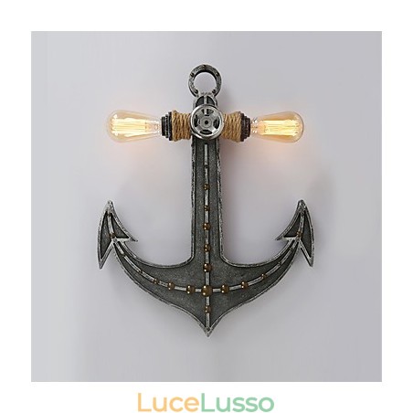 Applique da parete vintage in legno a forma di ancora per barche, illuminazione creativa per ristoranti, bar e caffè Applique da parete vintage in legno a forma di ancora per barche, illuminazione creativa per ristoranti, bar e caffè