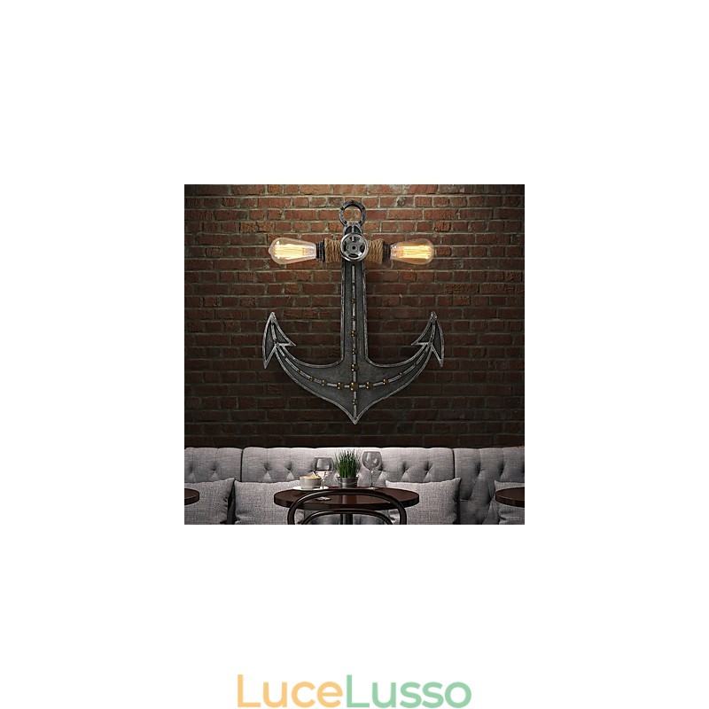 Applique da parete vintage in legno a forma di ancora per barche, illuminazione creativa per ristoranti, bar e caffè