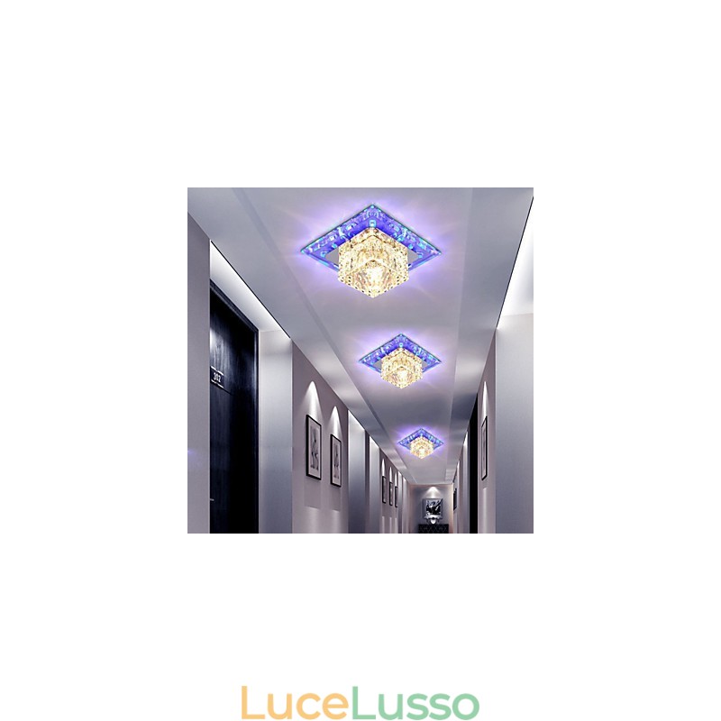 Mini lampada da soffitto in cristallo faretto 3W lampada creativa tubo luce colorata colore quadrato cupola luce