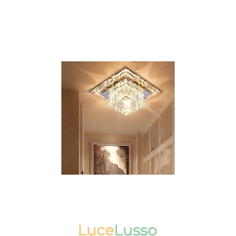 Mini lampada da soffitto in cristallo faretto 3W lampada creativa tubo luce colorata colore quadrato cupola luce
