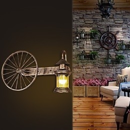 Dipinto rustico Lodge Caratteristica per applique da parete in stile Mini Uplight Applique da parete