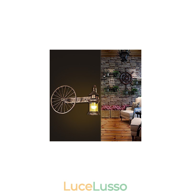 Dipinto rustico Lodge Caratteristica per applique da parete in stile Mini Uplight Applique da parete