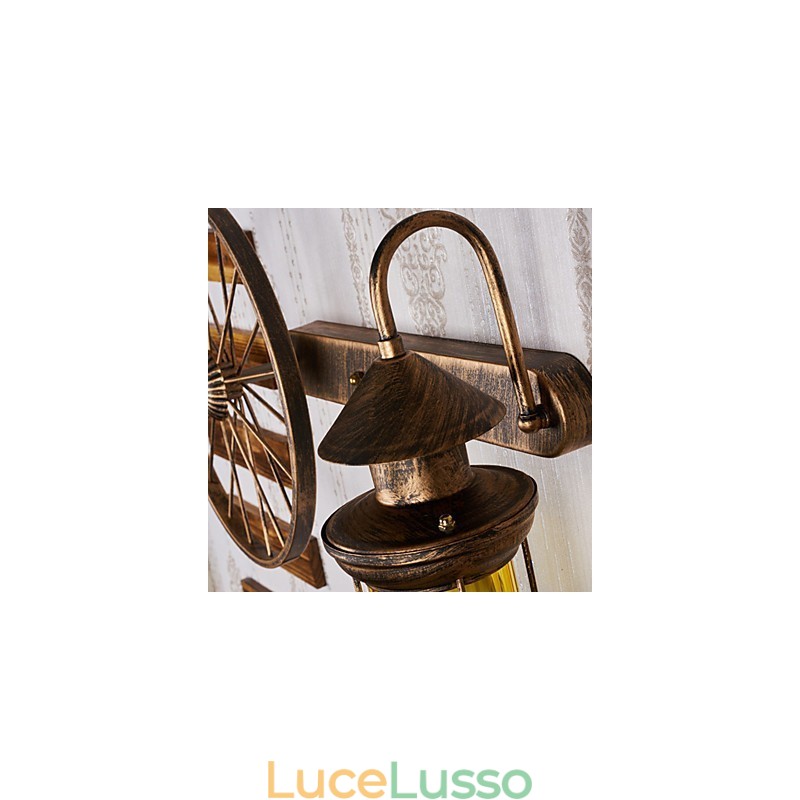 Dipinto rustico Lodge Caratteristica per applique da parete in stile Mini Uplight Applique da parete