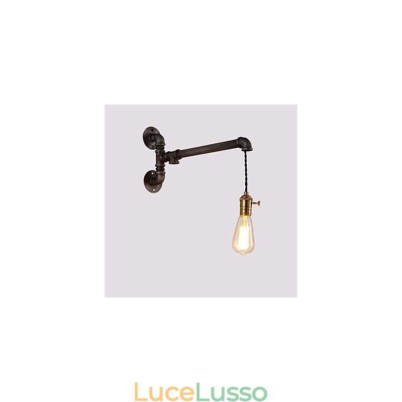 Applique da parete vintage in tubo industriale con interruttore, luci creative, illuminazione decorativa per ristoranti, bar e caffetterie, con 1 luce, finitura verniciata