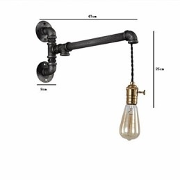 Applique da parete vintage in tubo industriale con interruttore, luci creative, illuminazione decorativa per ristoranti, bar e caffetterie, con 1 luce, finitura verniciata