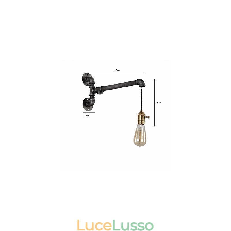 Applique da parete vintage in tubo industriale con interruttore, luci creative, illuminazione decorativa per ristoranti, bar e caffetterie, con 1 luce, finitura verniciata