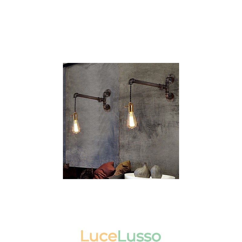 Applique da parete vintage in tubo industriale con interruttore, luci creative, illuminazione decorativa per ristoranti, bar e caffetterie, con 1 luce, finitura verniciata
