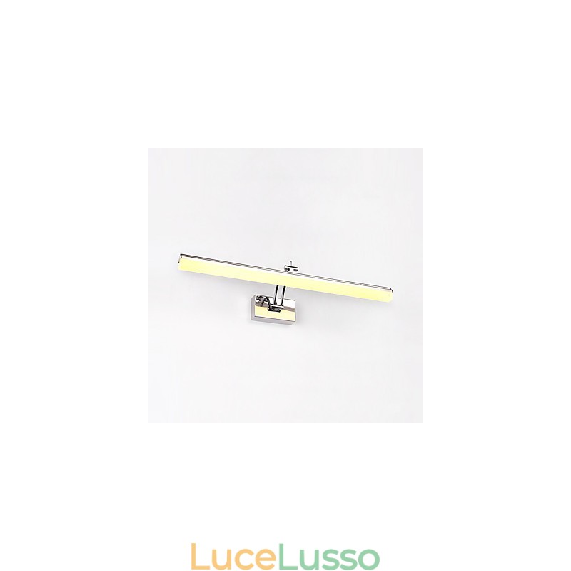 Lampada da parete per illuminazione da bagno moderna e contemporanea cromata integrata per luce ambientale