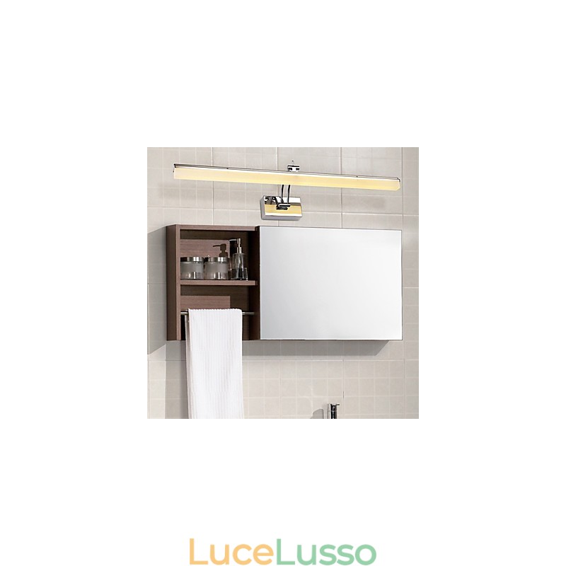 Lampada da parete per illuminazione da bagno moderna e contemporanea cromata integrata per luce ambientale