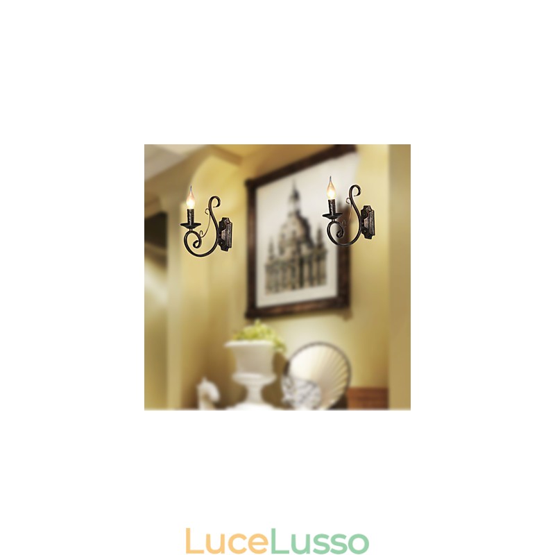 Mini lampada da parete retrò per corridoio, lampada da parete a forma di candela in metallo