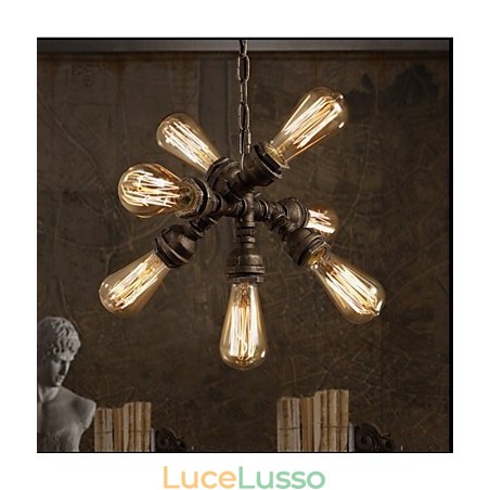 Lampadario a sospensione a 7 luci in stile retrò con tubi dell'acqua industriali americani Lampadario a sospensione a 7 luci in stile retrò con tubi dell'acqua industriali americani