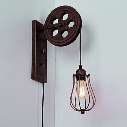 Lampada da parete in ferro retrò industriale Lampada da parete con puleggia di sollevamento di personalità creativa