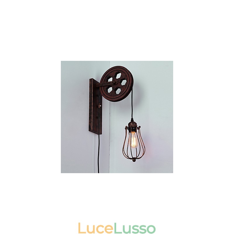Lampada da parete in ferro retrò industriale Lampada da parete con puleggia di sollevamento di personalità creativa