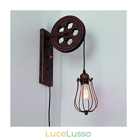 Lampada da parete in ferro retrò industriale Lampada da parete con puleggia di sollevamento di personalità creativa Lampada da parete in ferro retrò industriale Lampada da parete con puleggia di sollevamento di personalità creativa
