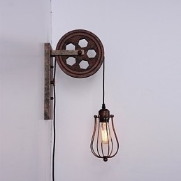 Lampada da parete in ferro retrò industriale Lampada da parete con puleggia di sollevamento di personalità creativa