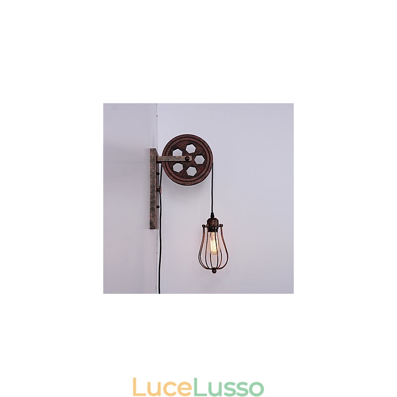 Lampada da parete in ferro retrò industriale Lampada da parete con puleggia di sollevamento di personalità creativa