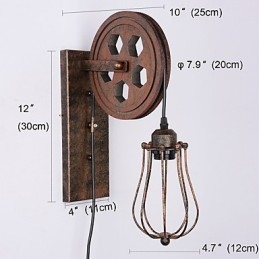 Lampada da parete in ferro retrò industriale Lampada da parete con puleggia di sollevamento di personalità creativa