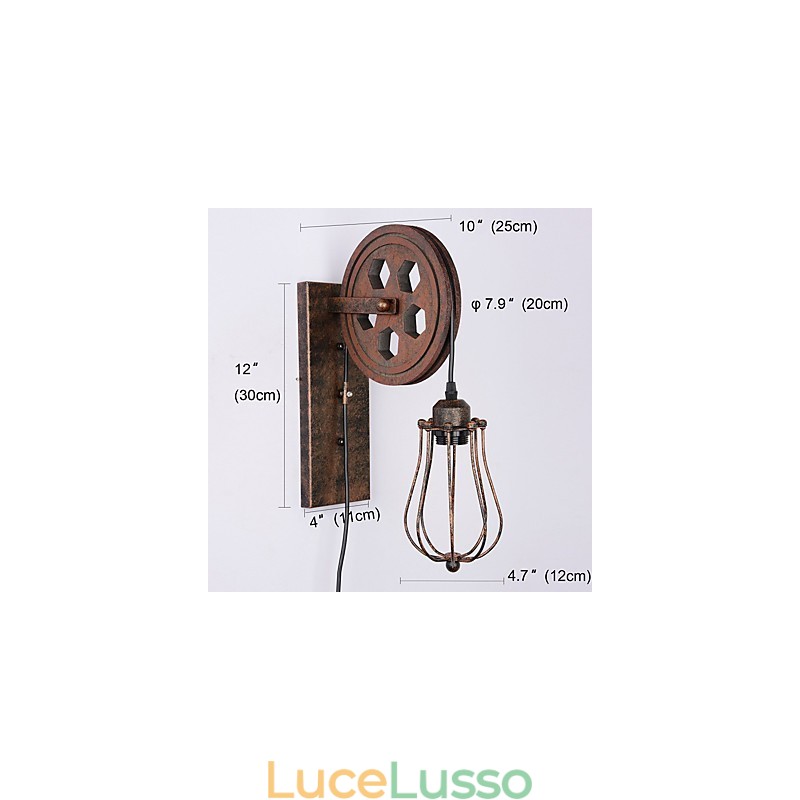 Lampada da parete in ferro retrò industriale Lampada da parete con puleggia di sollevamento di personalità creativa