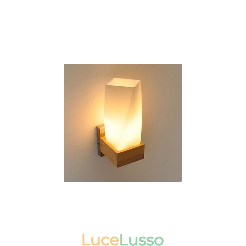 Semplicità Arte nordica del legno Soggiorno Corridoio Balcone Vetro Lampada da parete in legno massello della camera da letto La testa di un letto