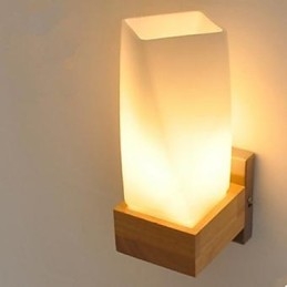 Semplicità Arte nordica del legno Soggiorno Corridoio Balcone Vetro Lampada da parete in legno massello della camera da letto La testa di un letto