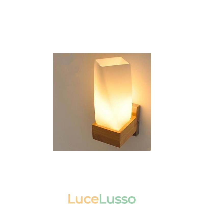Semplicità Arte nordica del legno Soggiorno Corridoio Balcone Vetro Lampada da parete in legno massello della camera da letto La testa di un letto