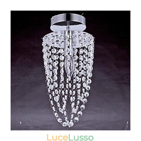 Plafoniere 1 Luce Cristallo Artistico Acciaio Inox Placcato Plafoniere 1 Luce Cristallo Artistico Acciaio Inox Placcato