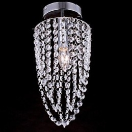 Plafoniere 1 Luce Cristallo Artistico Acciaio Inox Placcato