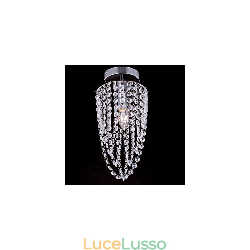 Plafoniere 1 Luce Cristallo Artistico Acciaio Inox Placcato