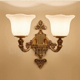 Applique da parete per interni di lusso in metallo, 2 luci, tradizionale classico, soggiorno, sala da pranzo, camera da letto