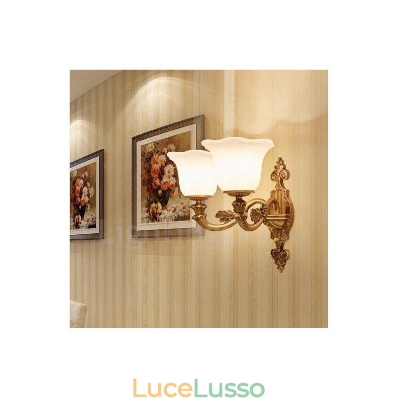 Applique da parete per interni di lusso in metallo, 2 luci, tradizionale classico, soggiorno, sala da pranzo, camera da letto