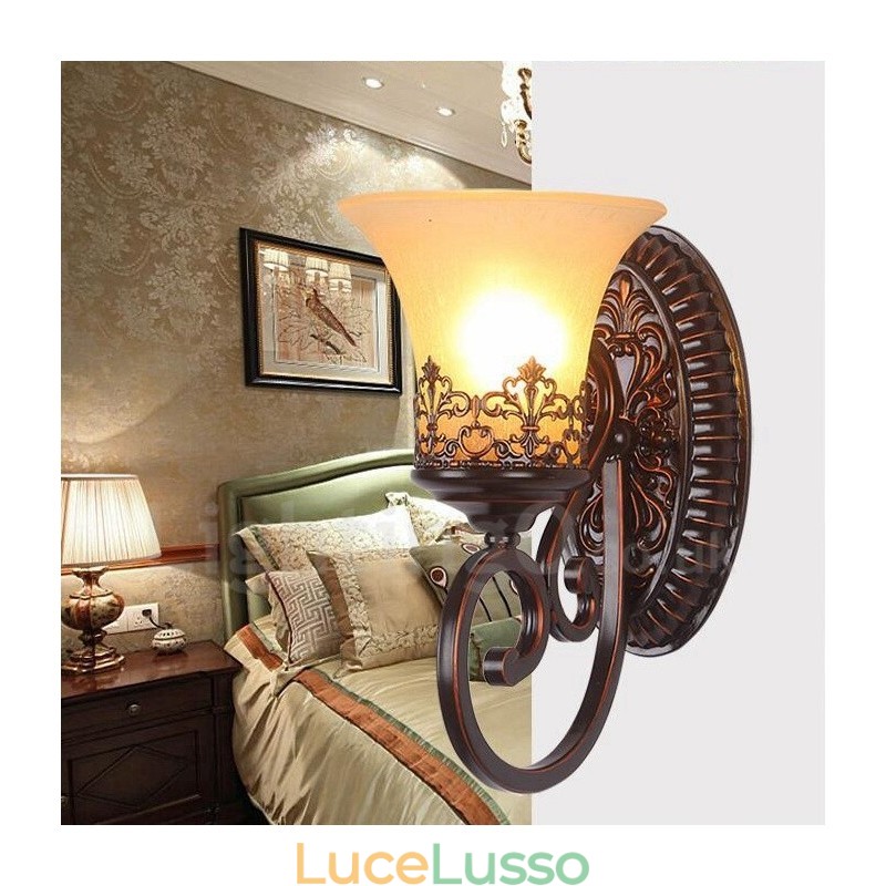 Applique da parete in metallo per interni, stile rustico, per soggiorno, sala da pranzo, camera da letto