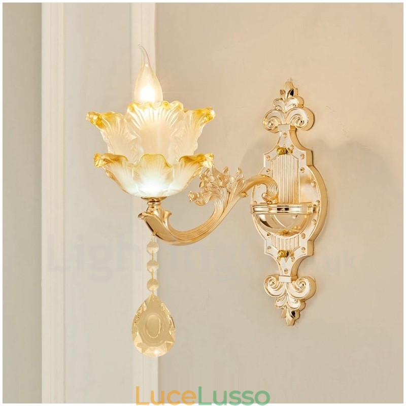 Applique da parete per interni di lusso in metallo, tradizionale classico, per soggiorno, sala da pranzo, camera da letto