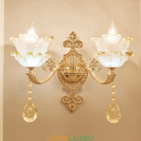 Applique da parete per interni in metallo tradizionale classico a 2 luci per soggiorno, sala da pranzo, camera da letto Applique da parete per interni in metallo tradizionale classico a 2 luci per soggiorno, sala da pranzo, camera da letto