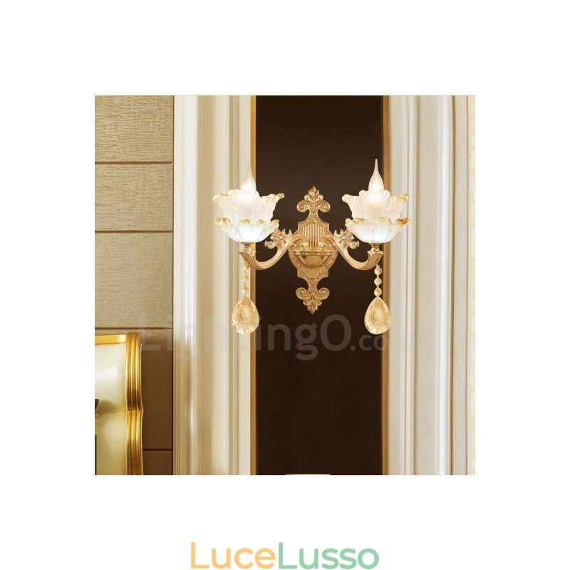 Applique da parete per interni in metallo tradizionale classico a 2 luci per soggiorno, sala da pranzo, camera da letto