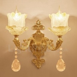 Applique da parete per interni in metallo tradizionale classico a 2 luci per soggiorno, sala da pranzo, camera da letto